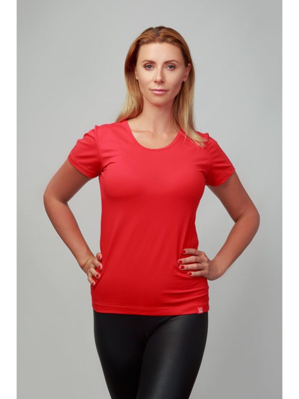 CityZen Dámské bavlnené tričko klasické s elastanom - červená 1