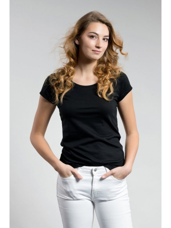 CityZen Dámské bavlnené tričko klasické s elastanom - čierna 1